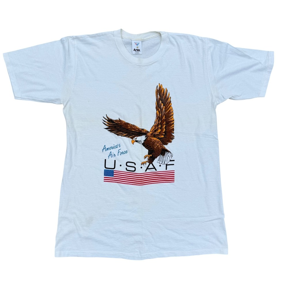 Vintage Artex USA Air Force Eagle Graphic Print T-Shirt Patriotic‎ Size Large